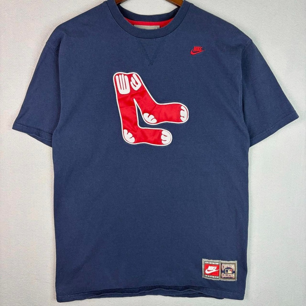 Boston Red Sox Nike Cooperstown Collection MLB Baseball Blue Tee Shirt L